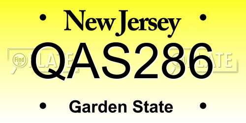 QAS286 New Jersey License Plate