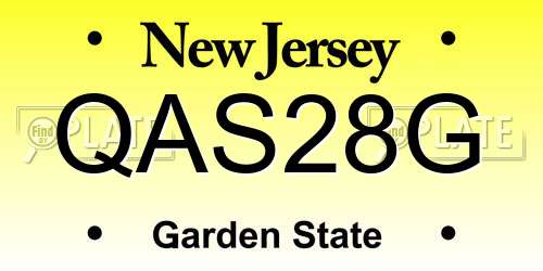 QAS28G New Jersey License Plate