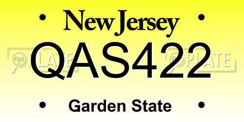 QAS422 New Jersey License Plate