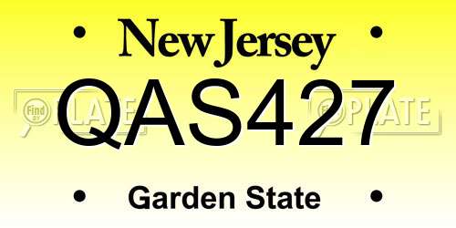 QAS427 New Jersey License Plate