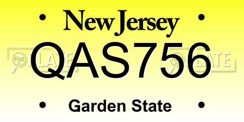 QAS756 New Jersey License Plate