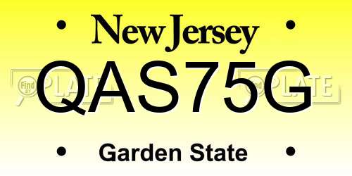 QAS75G New Jersey License Plate