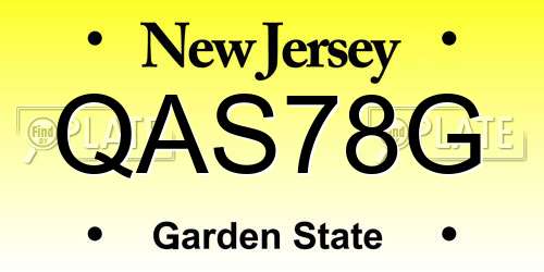 QAS78G New Jersey License Plate