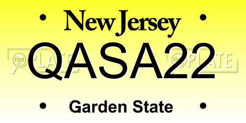 QASA22 New Jersey License Plate