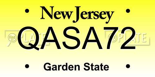 QASA72 New Jersey License Plate