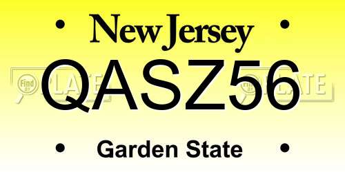 QASZ56 New Jersey License Plate