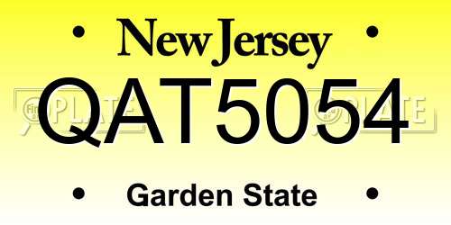 QAT5054 New Jersey License Plate