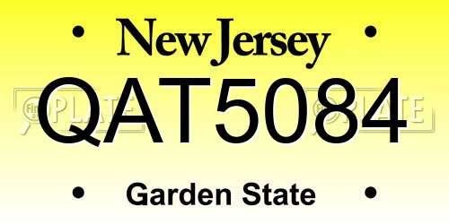 QAT5084 New Jersey License Plate