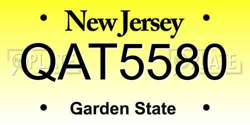QAT5580 New Jersey License Plate