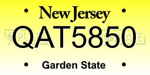 QAT5850 New Jersey License Plate