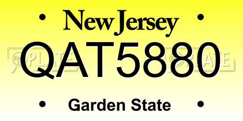 QAT5880 New Jersey License Plate