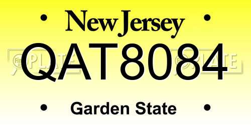 QAT8084 New Jersey License Plate