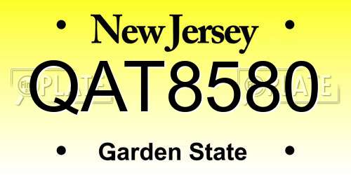 QAT8580 New Jersey License Plate