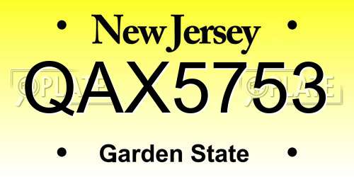 QAX5753 New Jersey License Plate