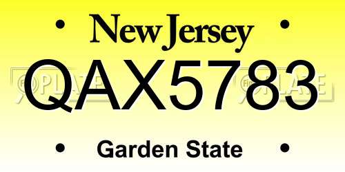 QAX5783 New Jersey License Plate