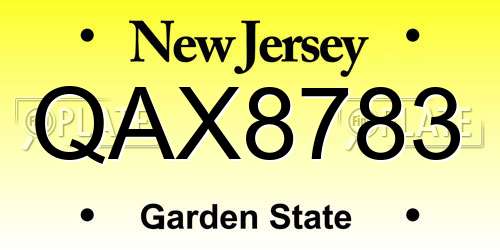 QAX8783 New Jersey License Plate