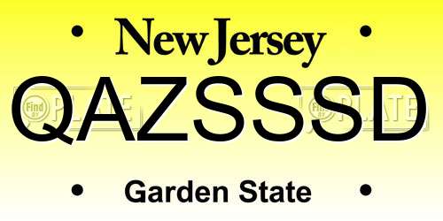 QAZSSSD New Jersey License Plate