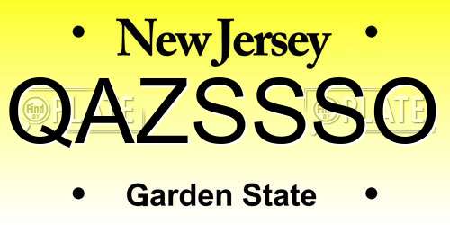 QAZSSSO New Jersey License Plate