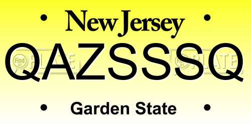 QAZSSSQ New Jersey License Plate