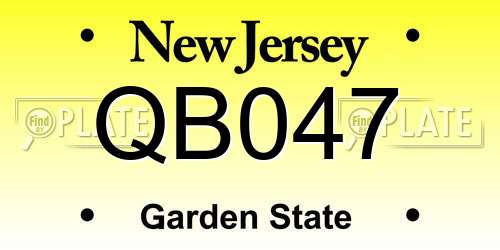 QB047 New Jersey License Plate