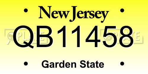QB11458 New Jersey License Plate