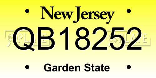 QB18252 New Jersey License Plate
