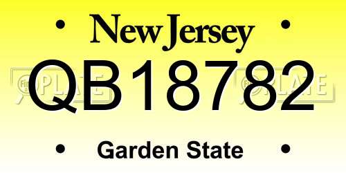 QB18782 New Jersey License Plate