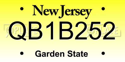 QB1B252 New Jersey License Plate