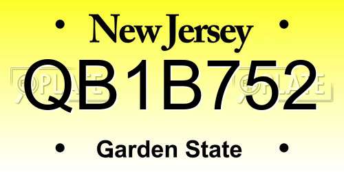 QB1B752 New Jersey License Plate