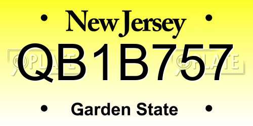 QB1B757 New Jersey License Plate