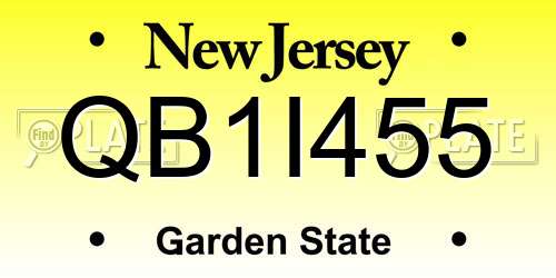 QB1I455 New Jersey License Plate