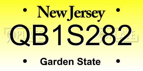 QB1S282 New Jersey License Plate