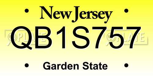 QB1S757 New Jersey License Plate