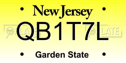 QB1T7L New Jersey License Plate