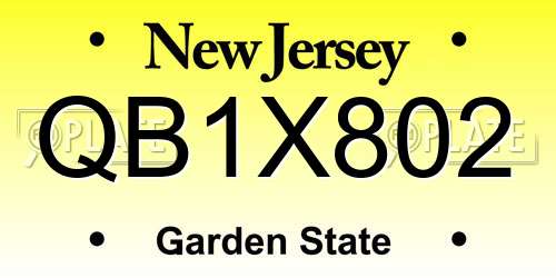 QB1X802 New Jersey License Plate