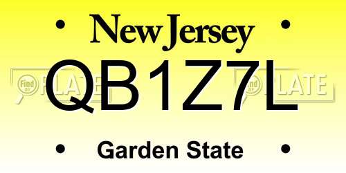 QB1Z7L New Jersey License Plate