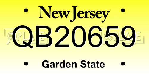 QB20659 New Jersey License Plate