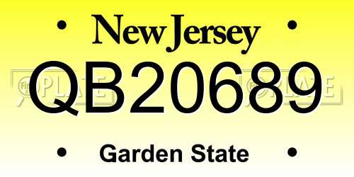 QB20689 New Jersey License Plate