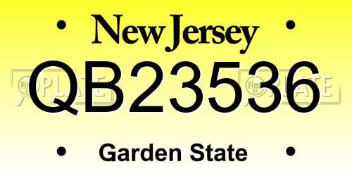 QB23536 New Jersey License Plate