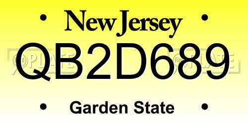 QB2D689 New Jersey License Plate