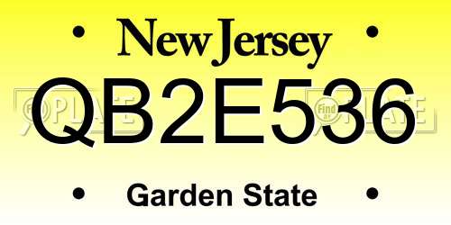 QB2E536 New Jersey License Plate