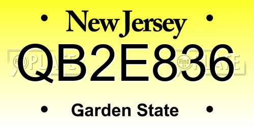 QB2E836 New Jersey License Plate