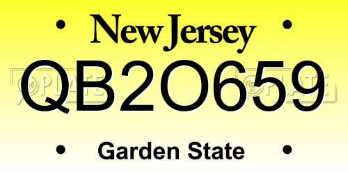 QB2O659 New Jersey License Plate