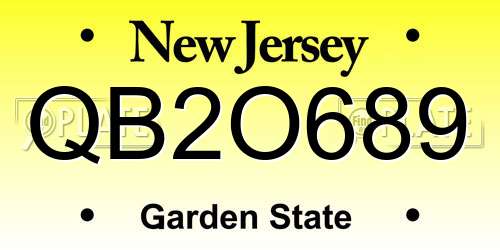 QB2O689 New Jersey License Plate