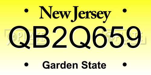 QB2Q659 New Jersey License Plate