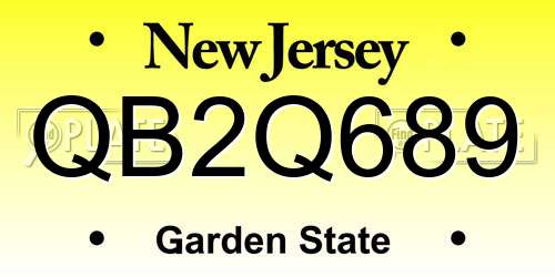 QB2Q689 New Jersey License Plate