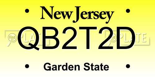 QB2T2D New Jersey License Plate