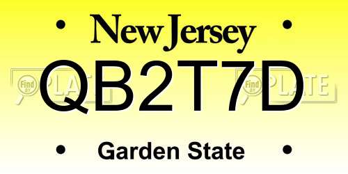 QB2T7D New Jersey License Plate
