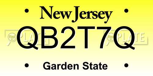 QB2T7Q New Jersey License Plate