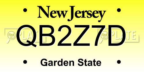 QB2Z7D New Jersey License Plate